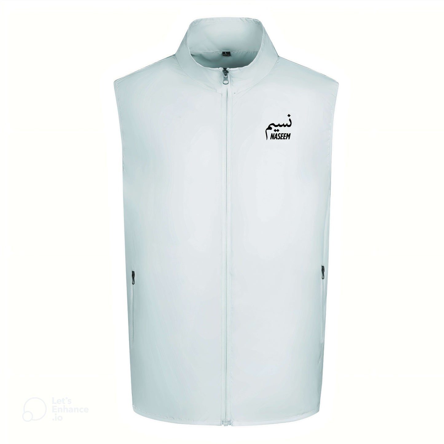 Naseem white cooling vest shown from the front end