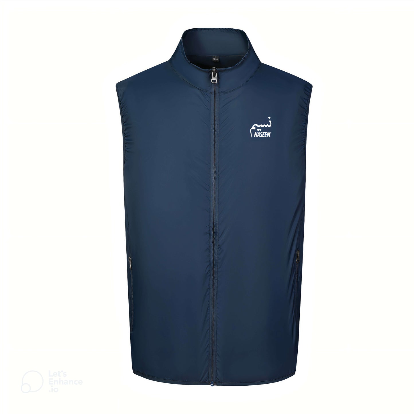 Naseem blue cooling vest shown from the front end