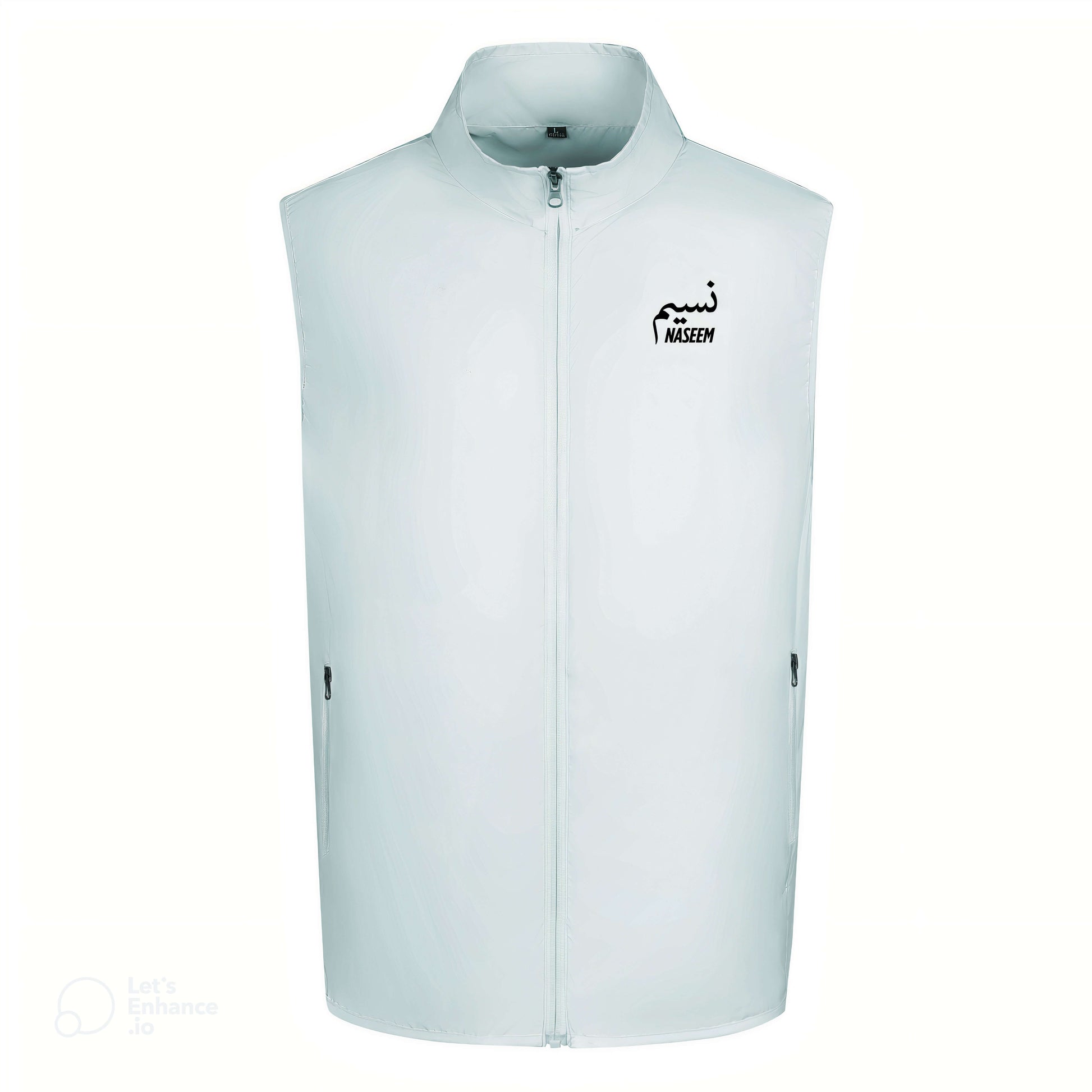 Naseem white cooling vest shown from the front end