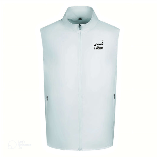 Naseem white cooling vest shown from the front end
